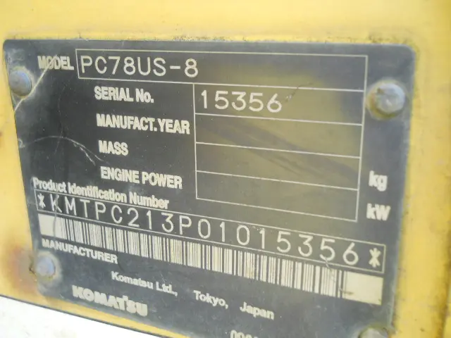 KOMATSU PC78US-8 - 15356, tampak samping kanan
