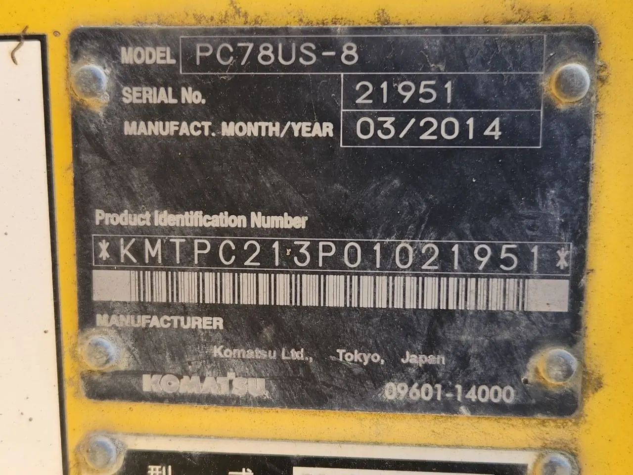 KOMATSU PC78US-8 - 21951, tampak samping kanan