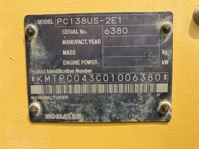 KOMATSU PC138US-2E1 - 6380, tampak samping kanan