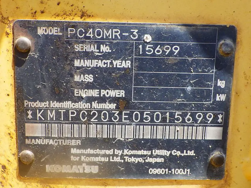KOMATSU PC40MR-3 - 15699, cabin & unit monitor