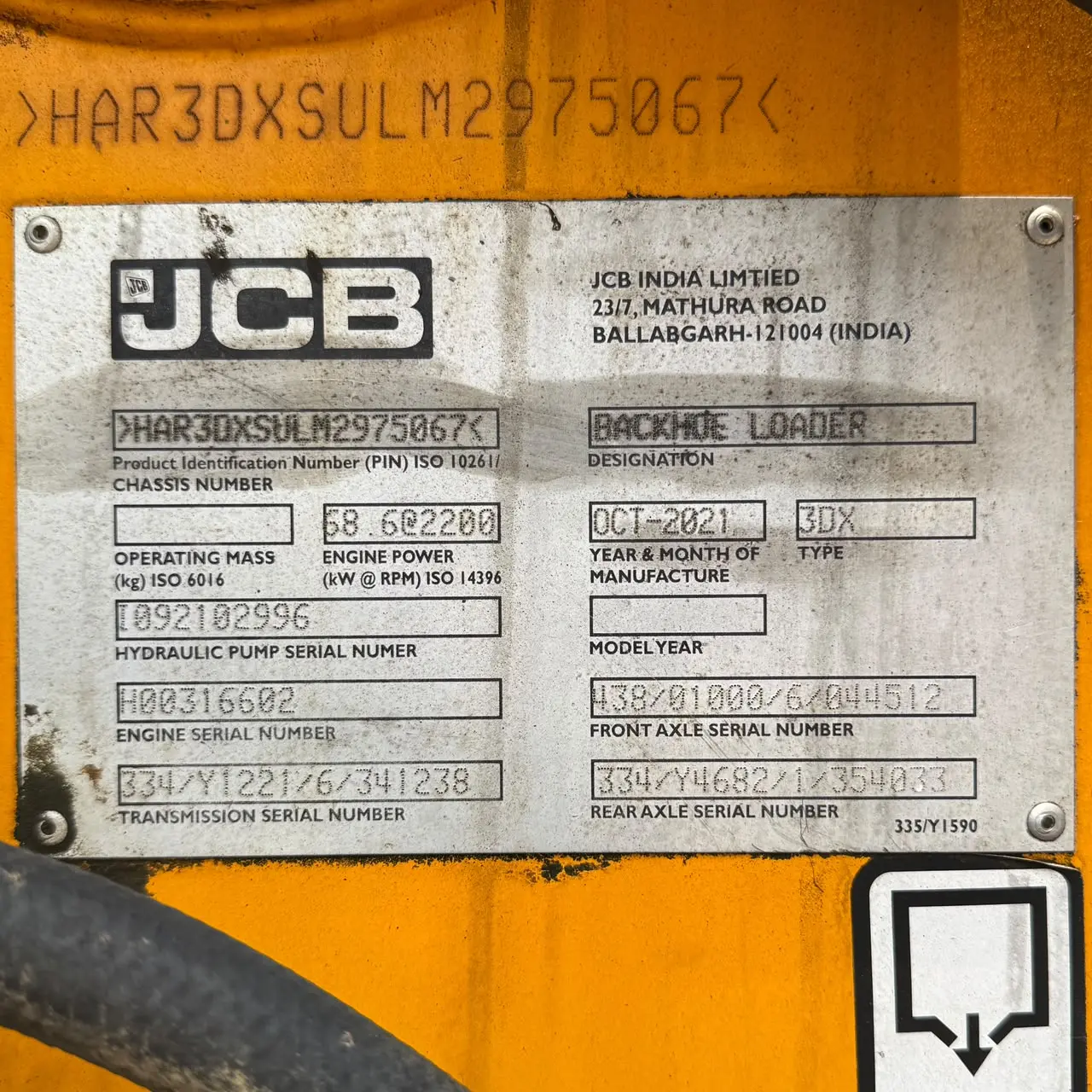 JCB 3DX - HAR3DXLSULM2975067, tampak samping kanan