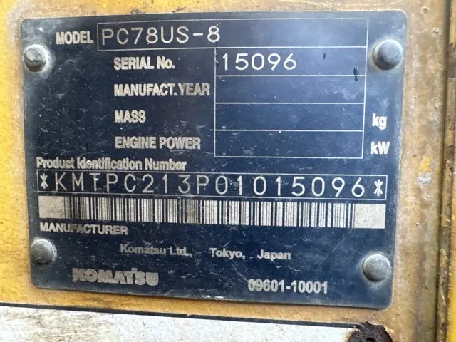 KOMATSU PC78US-8 - 15096, tampak samping kanan