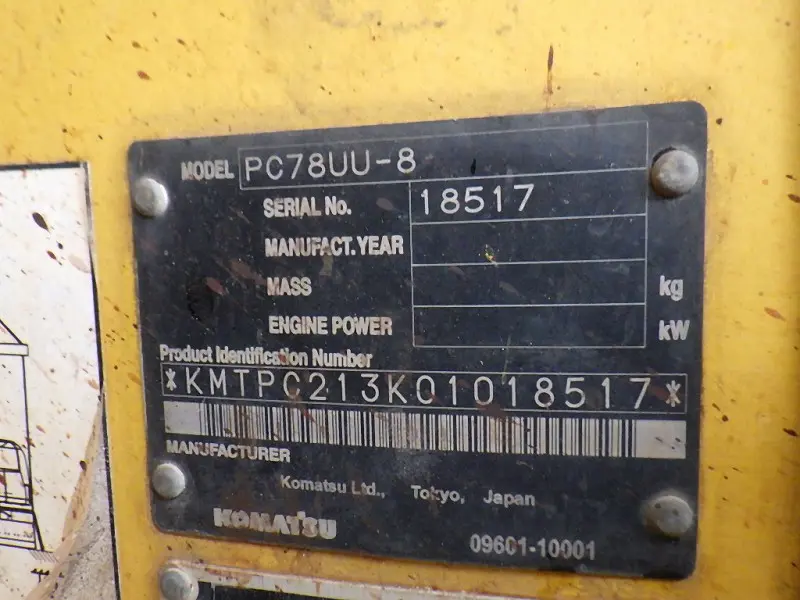KOMATSU PC78UU-8 - 18517, ruang kabin & monitor unit