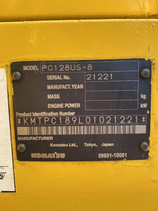 Excavator Komatsu PC128US-8 21221 Built-Up TH. 2025 - Image 25