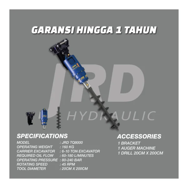 Hydraulic Auger JRD TQ8000 - Image 4