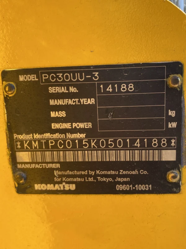 Excavator Komatsu PC30UU-3 14188 Built-Up TH. 2025 - Image 26